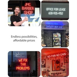 Optiva's SpellBrite Custom OPEN Signs for Business | Custom Neon Sign Look, LED Light Source | Changeable 6.3" LED Letters (Red, White, Blue, Green)