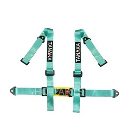 TANAKA 2 X TANAKA UNIVERSAL MINT GREEN 4 POINT BUCKLE RACING SEAT BELT HARNESS 2"