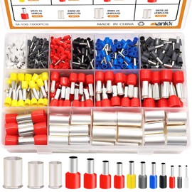 mankk 1000PCS Wire Ferrules Terminals Kits Silver Plated Copper Ferrules Wire Ends Terminals Crimp Terminal Connector Sleeves 14 Sizes AWG(22 20 18 16 14 12 10 7 5 4 2 1/0 2/0 3/0)