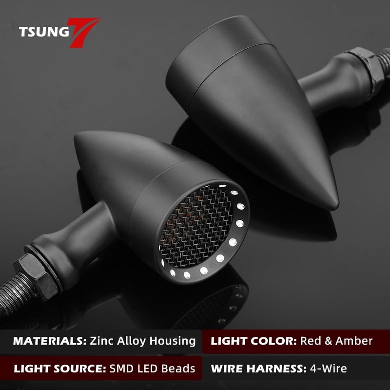 TSUNG 2PCS Motorcycle Rear Turn Signals LED Bullet SMD Blinkers