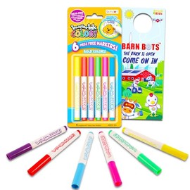 Crenstone Imagine Ink Markers Only Bundle - 6 Pc Non-Permanent Clear Markers Refill Set for Imagine Ink Coloring Books for Kids Plus Door Hanger