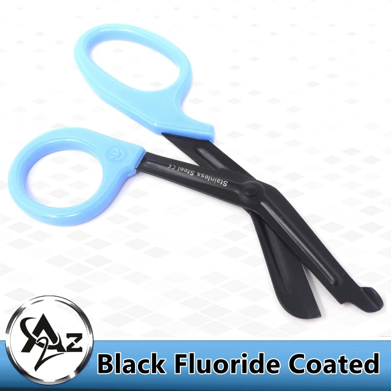 A2Z Scilab Trauma Shears 7.25" Black Fluoride Coated Blades Paramedic