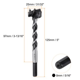 HARFINGTON 2 PCS Forstner Drill Bit 25mm (31/32") Dia 125mm (5") Long YG8/C1 Tungsten Carbide Twist Wood Forstner Bits Hole Saw Auger Opener Cutter for Woodworking Drilling