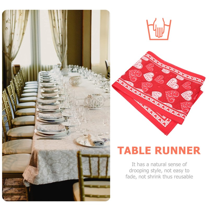 Gadpiparty Romantic Heart Printed Table Runner Valentine's Day Decor Kitchen