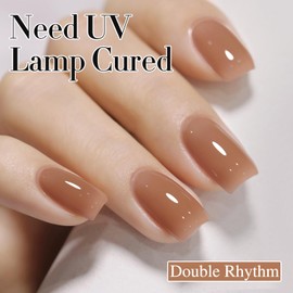 Double Rhythm Translucent Gel Polish Sheer Neutral Natural Light Milky Same Color Same Bottle 15ML Jelly UV Nail Polish Nail Art DIY at Home (Ice Coffee Brown-A1484)