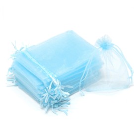 Dealglad 100pcs Drawstring Organza Jewelry Candy Pouch Party Wedding Favor Gift Bags (3x4, Sky Blue)