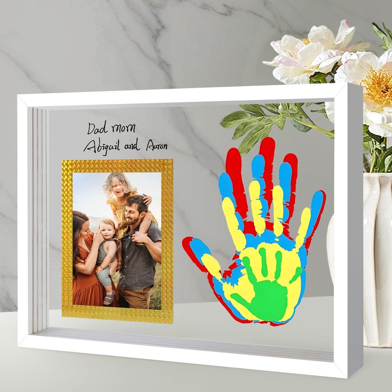 Hzorille Horizontal Family Handprint Kit 3D Floating Frame (White)