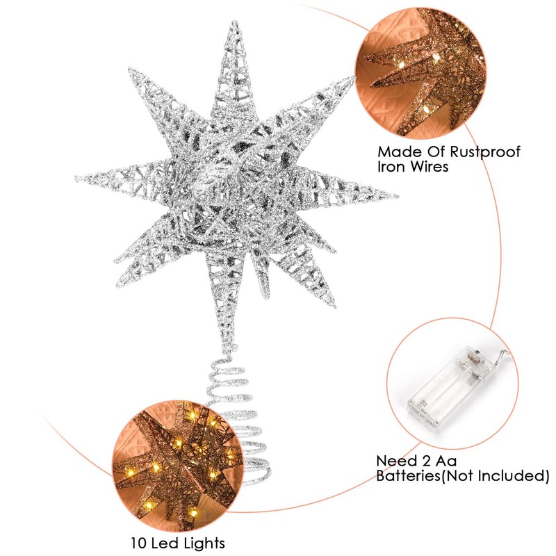 Christmas Tree Topper Lighted, 18 Point Explosion Tree Star, Christmas