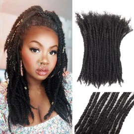 Orientdreads Human Textured Loc Extensions 0.6cm Loc Extension Human Hair,Natural Curly Hair,Full Handmade (12in 0.6cm 10 strands), Natural black)…