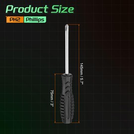 sourcing map 8pcs PH2 Mini Phillips Screwdriver #2 5.7" Length Screwdrivers 3" Carbon Steel with Ergonomic Handle for DIY Repairing, Black