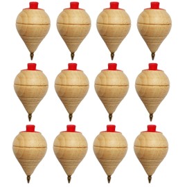 GERILEO Set of 4/8/12 Classic Wooden Spinning Tops with Metal Tip - Gifts and Thoughtings for Communion Kids Parties Boys Girls Birthdays Spinner (4)