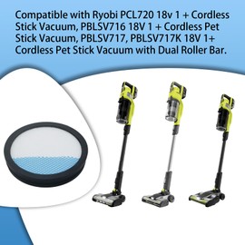 Aolleteau 3 Pack Filter Replacement for Ryobi 18V 1 + Cordless Stick Vacuum PBLSV716K, PBLSV716B, PBLSV717K, PBLSV717B, PCL720K, PCL720, Compare to Part A32SV720N