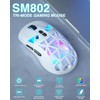 SOLAKAKA SM802 White Wireless Gaming Mouse,10000 DPI,Tri-Mode Wired/BT 5.0/2.4GHz Wireless