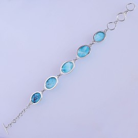 Ravishing Impressions Larimar Bracelet Sea Blue 925 Sterling Silver Christmas Charm Bracelet for Women - Holiday Charm Bracelet Jewelry (Minimal 2), Gemstone, Larimar