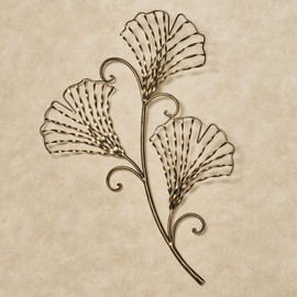 Touch of Class Aria Ginkgo Leaf Metal Wall Art Gold | Hanging Decor for Bedroom, Living Room, Bathroom