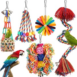 Weidllys Bird Toys Chewing Shredding Foraging Toys Parakeet Toy Parrot Swing Climbing Standing Hanging Toys Bird Cage Accessories for Conure Cockatiel Budgies Lovebird
