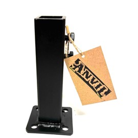 Anvil Railings Outdoor Rail Post Repair 8" Square Black Metal Post Grip Base,Floor Mounting Plate, Designed for 1" Rail Posts to Slip-Fit Inside, Square Tube or Solid No Welding Needed-Concrete Bolts
