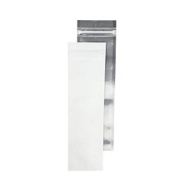2" x 7.5" #2 Barrier Syringe Bags White Mylar Pre Roll Rx Pill Clear Front Resealable Foil Pouches (100 Count) (White/Clear)