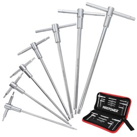 MAXPOWER Sliding T-Handle Allen Wrench Set, 7-Piece SAE Hex Keys, Long Arm Hex End Allen Wrenches for Basic Home Repair and Mechanical Maintenance, Allen Keys with Portable Case