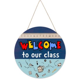Fenarenes Welcome Sign for Classroom Door Decorations 12" Welcome to Our Classroom Door Sign Welcome Back to School Wall Plaques for Classroom School Wall Decor,Teacher Signs for Classroom