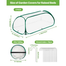 JivaJot Garden Covers for Raised Beds, Plant Greenhouse Cover for Raised Garden Bed, Freeze Protection Humidity Domes for Gardening Germination and Seedling Propagation, Pest Protection, 2 Pack