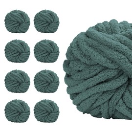SUNTQ 8 Pack Chunky Chenille Yarn for Crocheting, Bulky Thick Fluffy Yarn for Hand Knitting Blanket, Soft Plush Knitting Yarn for Cushions, Pet Bed,Home Decor, Sage Green(32 yds,8.8 oz Each Skein)