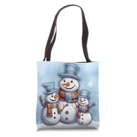 Snowman with Carrot Nose Scarf Winter Christmas Tote Bag