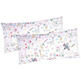 Set of 2 Cushion Covers in 40 x 80 cm Renforcé 100% Cotton - Family and Animals Painted - Pillow Cover, Cushion Cover, Decorative Cushion Cover, Children (EW-My-Family-40 x 80)