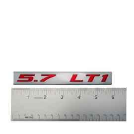 ERPART 5.7 LT1 RED on Silver Highly Polished Real Aluminum Emblems (Pack of 2)