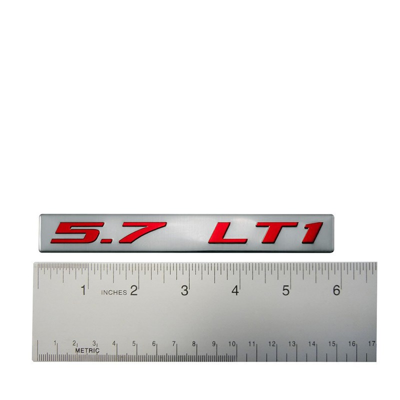 ERPART 5.7 LT1 RED on Silver Highly Polished Real Aluminum