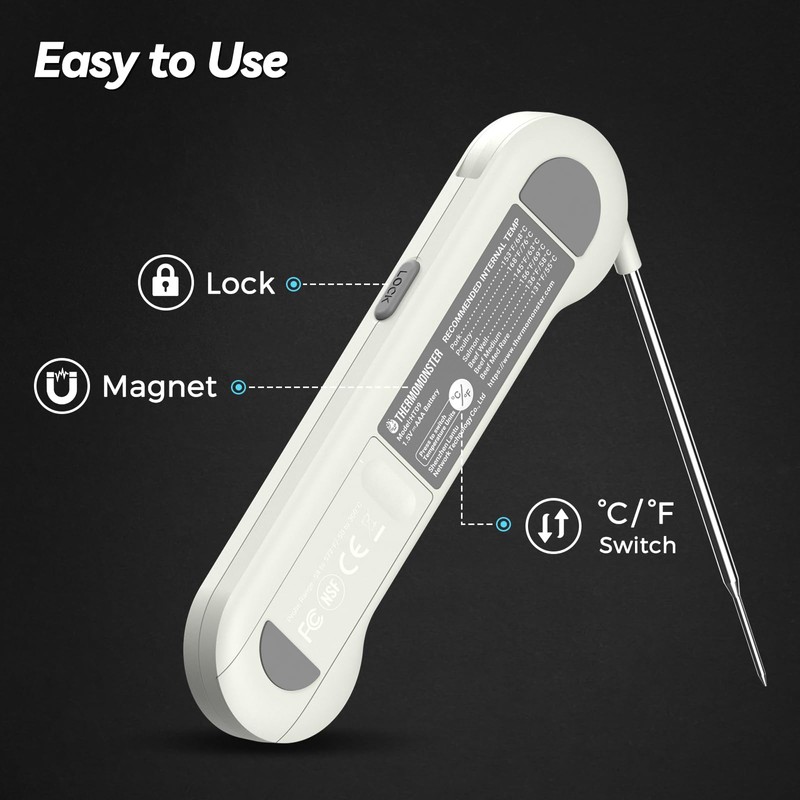 0.5 Sec Instant Read Meat Thermometer Digital with ±0.5℉ Precision,