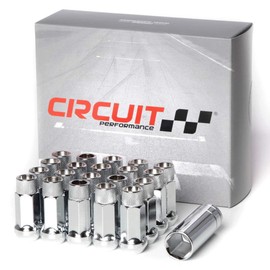 Circuit Performance Forged Steel Extended Open End Hex Lug Nut for Aftermarket Wheels: 12x1.5 Chrome - 20 Piece Set + Tool