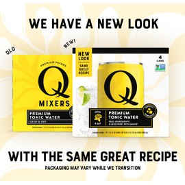 Q TONIC WATER with Real Quinine & Organic Agave - Ideal for Cocktails & Mocktails - Made with Real Ingredients, Perfectly Carbonated & Less Sweet - 45 Calories per Can - 7.5 Fl oz (Pack of 24)