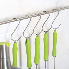 S Shaped Hook, S Hook, S Hook, Universal Hook, Stainless Steel Hook, Sturdy and Secure, For Closet, Kitchen, Bathroom, Kitchen, Office, Factory, Fixing Clasp, Stainless Steel, Silver, Load Capacity 22.0 lbs (10 kg)