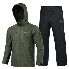 Rodeel Waterproof Fishing Rain Coat and Pant Suit for Men Outdoor Hiking (Rain Gear Jacket & Trouser Suit)