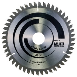 Bosch 2608640507 Multi Material Circular Saw Blade, 180mm x 2.4mm x 30mm, 48 Teeth, Silver