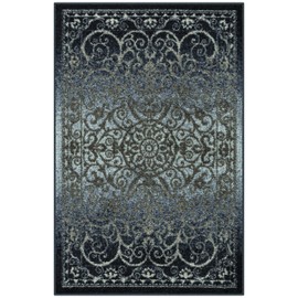 Maples Rugs Pelham Vintage Kitchen Rugs Non Skid Accent Area Carpet [Made in USA], 2'6 x 3'10, Navy/Grey