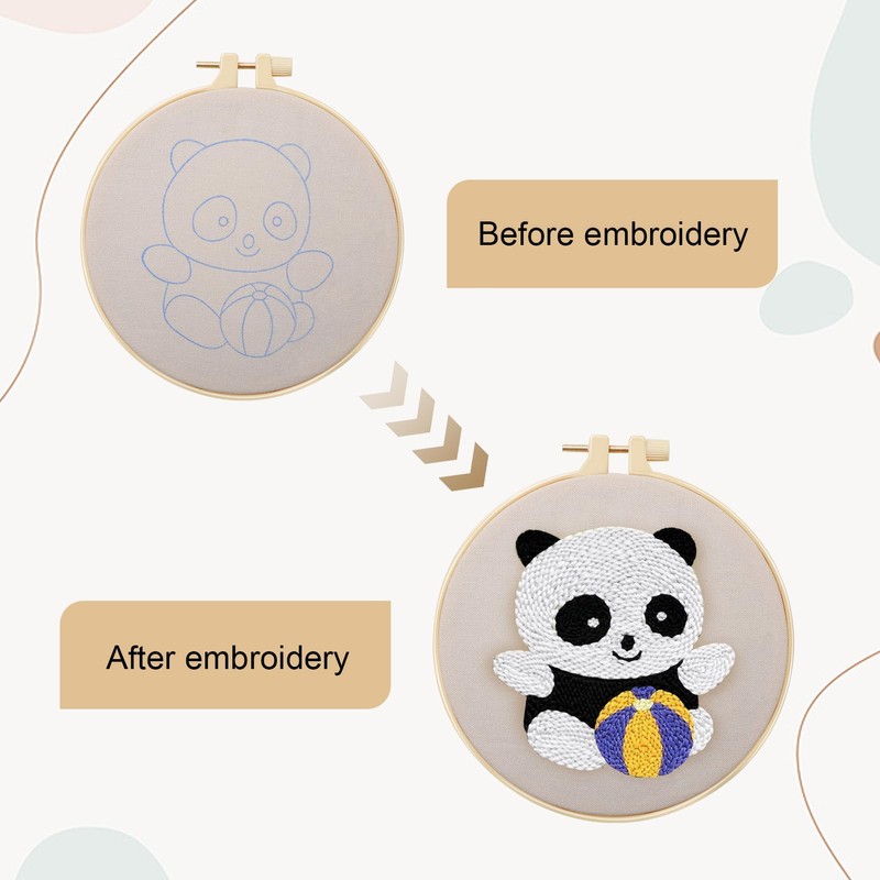 GlasFlength Panda Punch Needle Embroidery Starter Kit, Punch Needle Embroidery