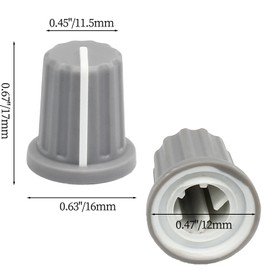 Hordion 6pcs 6mm D Type Potentiometer Knob, Guitar Volume Rotary Knob Control Knob Replacement for Encoder Electric Guitar Speaker Mixer Board DJ Controller, Grey