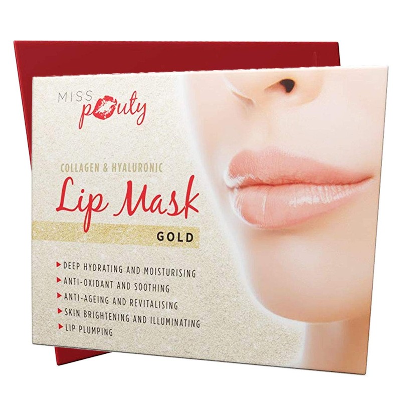 Gold Lip Mask x10 Collagen Hyaluronic Plumping Moisturising Soothing