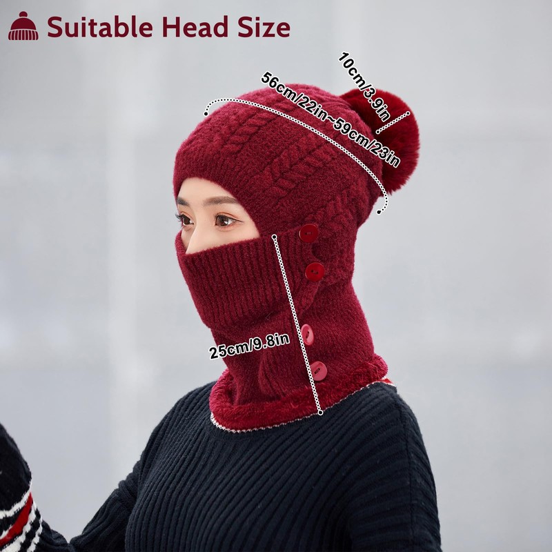 Heveer Warm Knitted Hat Women's Flexible Winter Hat with Neck
