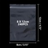 Gozmy Resealable Plastic Bags, 8x12cm, 240pcs, Clear, Self Seal, Disposable,