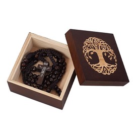 UNICRAFTALE 1Pc Tree Of Life Wooden Keepsake Box 9x9x6.1cm