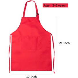 CO Children's Apron, Craft Apron with 2 Pockets, Adjustable Cooking Apron for Boys and Girls, Kitchen, Cooking, Baking, Painting, Wearing (Red, Green, 3-10 Years), Pack of 2, orange