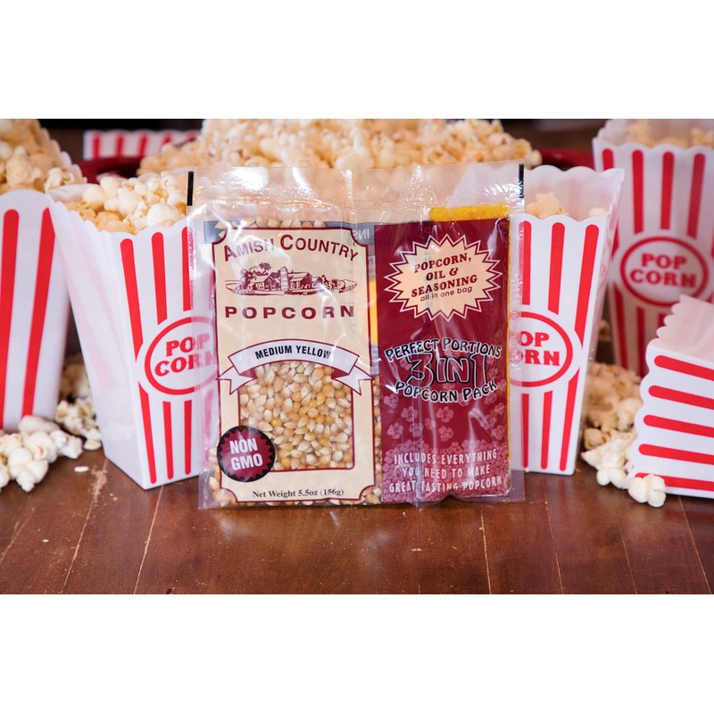 Amish Country Popcorn | All-In-One Medium Yellow Kernel Popcorn Packs