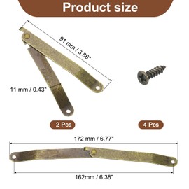 sourcing map 2Pcs 6.77"x0.43" Folding Support Lid Hinges, Lift Up Lid Stay Hinge, 180 Degree Rotatable Metal Retro Hinges with Screws for Wooden Cases Boxes Display Trunk Chest, Bronze