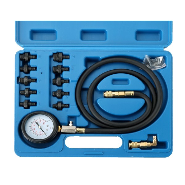 ATPEAM Oil Pressure Tester Kit | 0-140 PSI Oil Pressure Gauge Tool for Engine Diagnostic Test with Hose Adapters for Cars ATVs Trucks