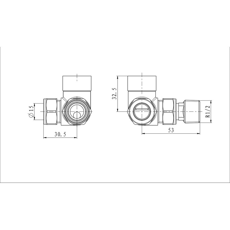 UK Radiators Thermostatic Radiator Valve (TRV) 15mm Corner Lockshield Valve