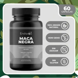 Maca Negra Orgánica 100% Pura Con 60 Cápsulas 500 mg