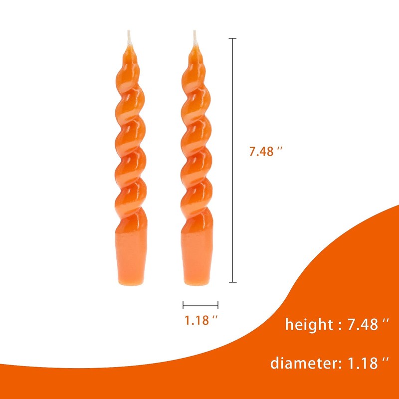 Spiral Taper Candle Twisted Candlesticks -7.5 INCH Orange Candle Sticks